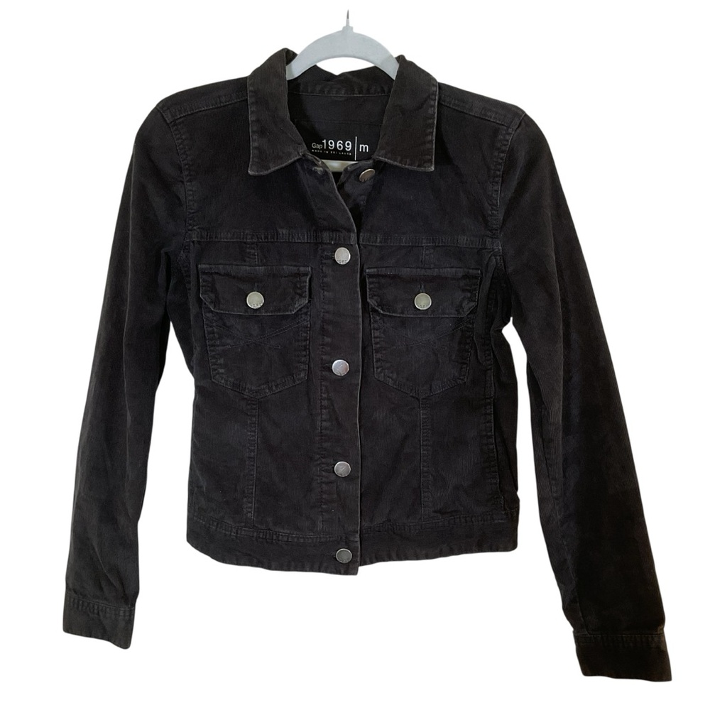 Gap 1969 Women’s Tornado Gray Corduroy Jacket With Embroidered Cat On Back. Sz M